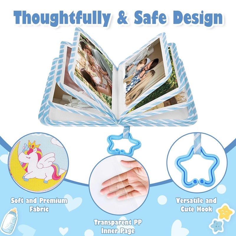 Lanpn Baby Photo Album Holds 17 4x6 Pictures, My First Soft Cloth Family Photo Book with Name Card & Name Tag Sticker, Fabric Kid Memory Keepsake Gift for Baby Shower Newborn Toddler Boy (Unicorn) - Image 3